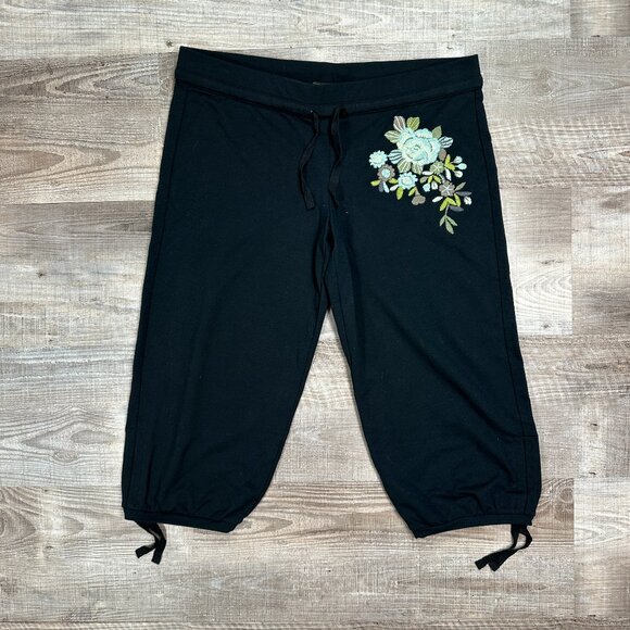 New The Limited Y2K Low Rise Black Cropped Sweatpants Size Large Vintage - Picture 1 of 11